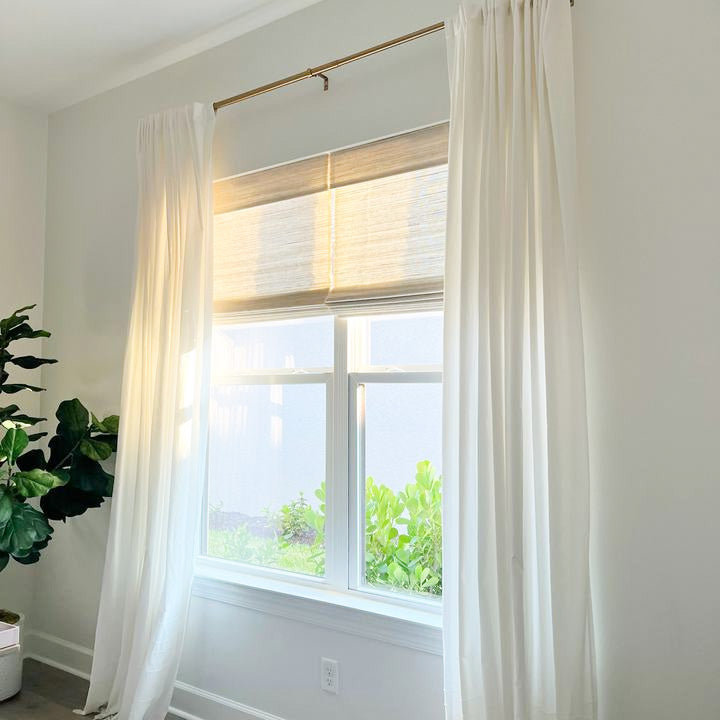 Ramie Woven Bamboo No-Drill Blinds & Shades | Beige White