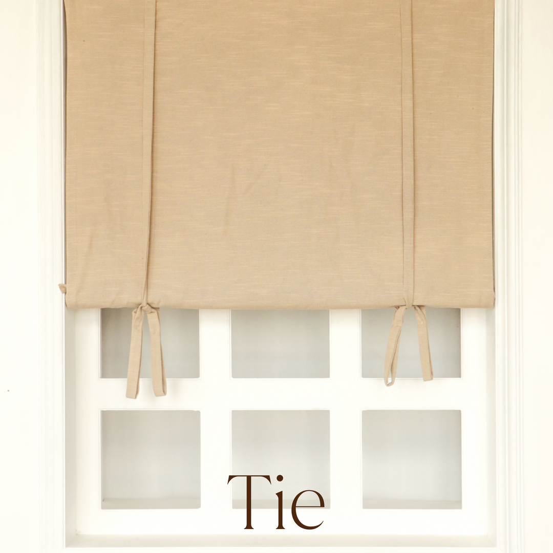 Jenna Linen Roman Shades & Blinds | Tie