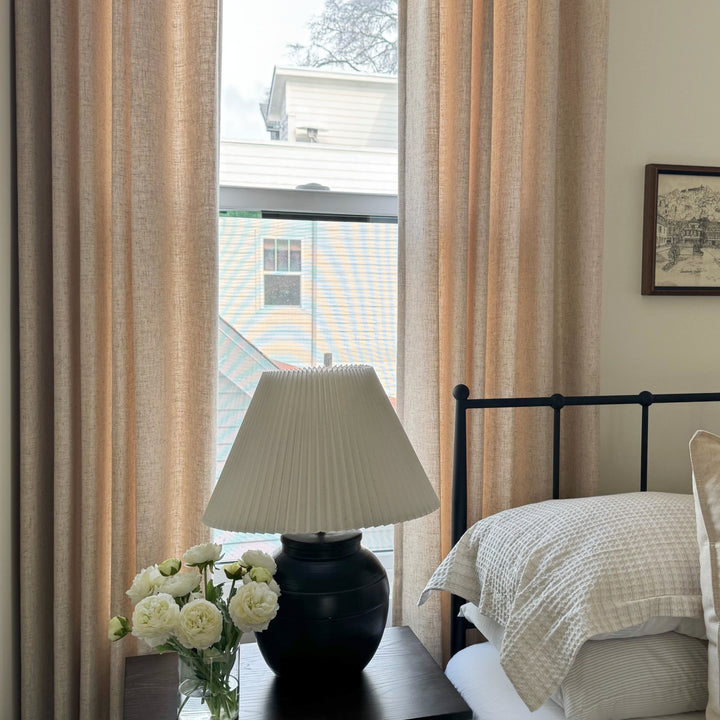 Liz Linen Herringbone Curtains & Drapes Pleated
