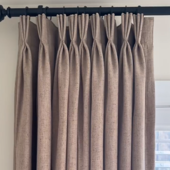 Liz Linen Herringbone Curtains & Drapes Pleated