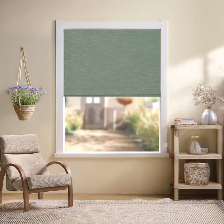 Jenna Linen Roman Shades & Blinds | Flat Fold