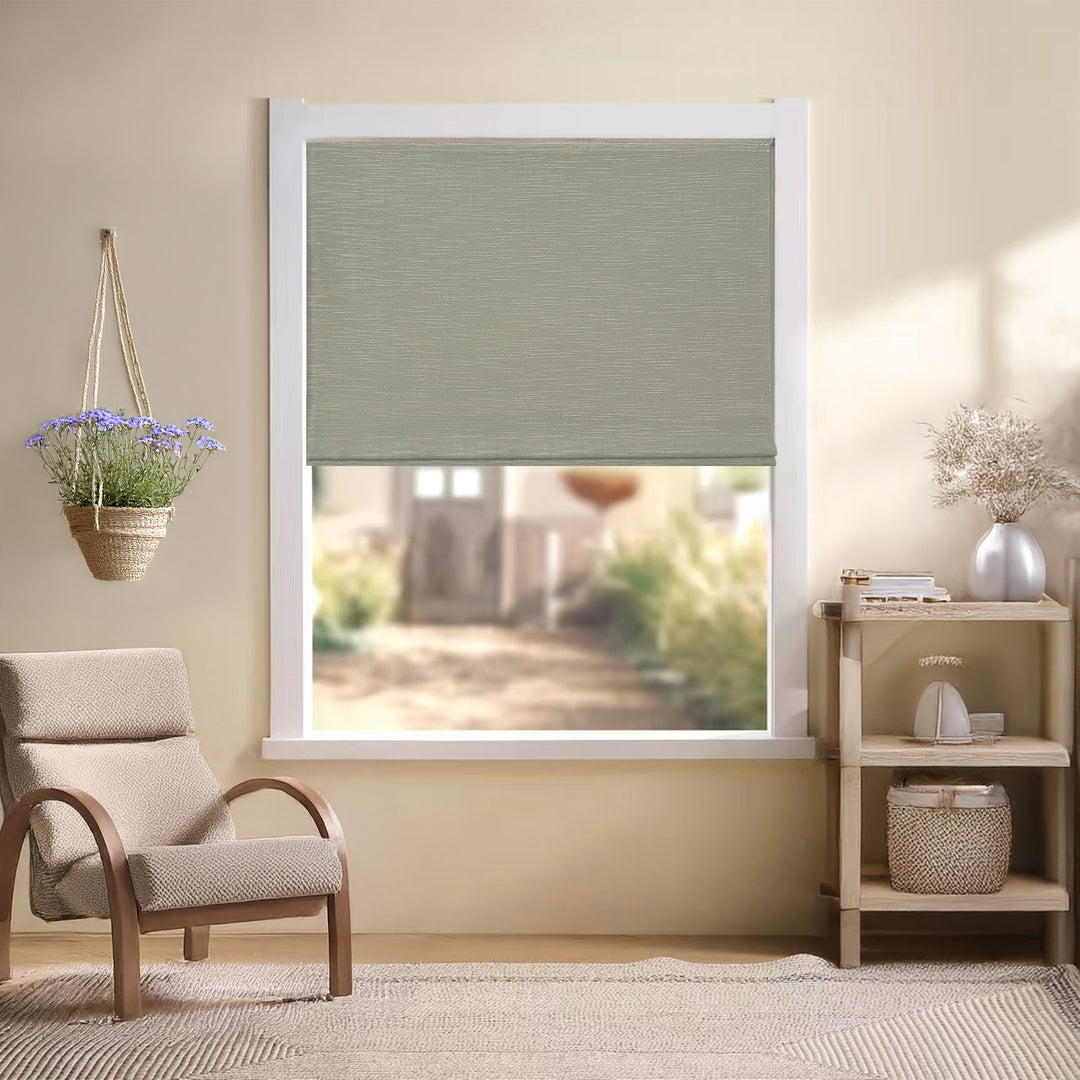 Jenna Linen Roman Shades & Blinds | Flat Fold