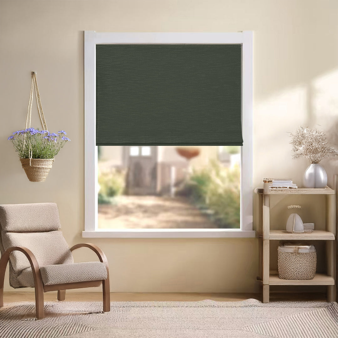 Jenna Linen Roman Shades & Blinds | Flat Fold
