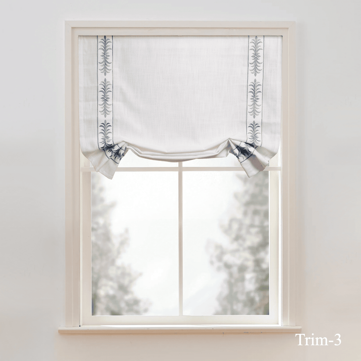 Custom Roman Shade & Blinds with Trim Border