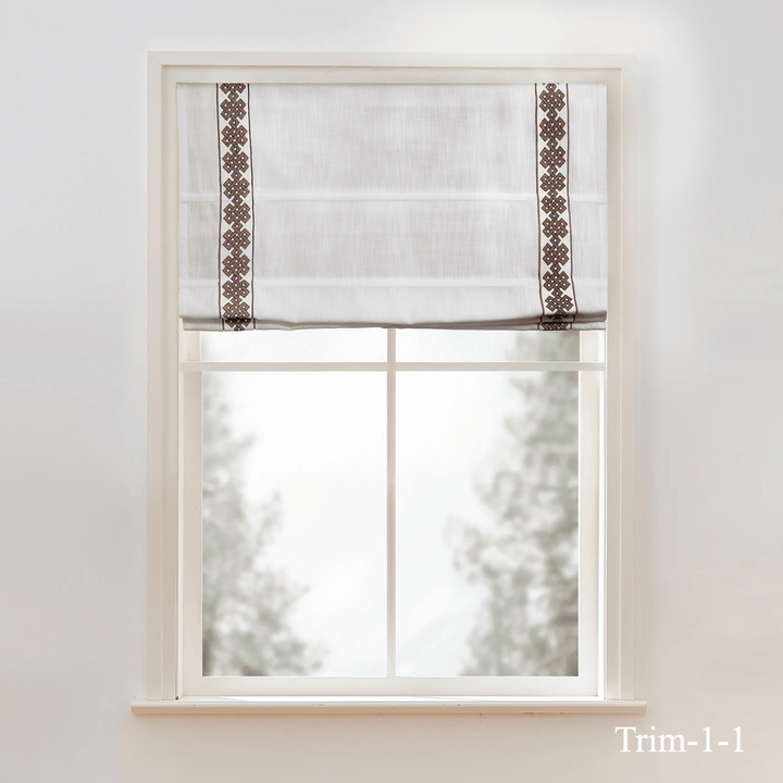 Custom Roman Shade & Blinds with Trim Border