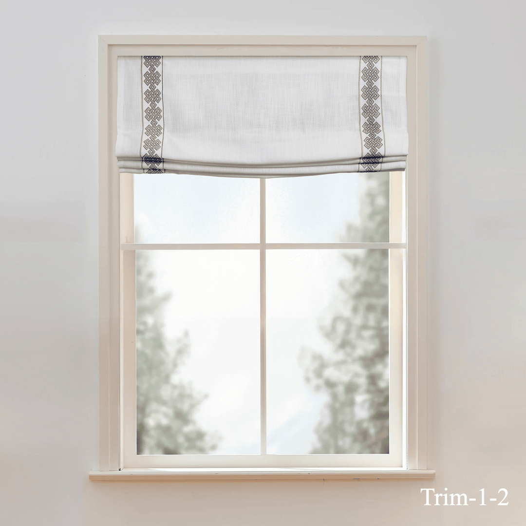 Custom Roman Shade & Blinds with Trim Border
