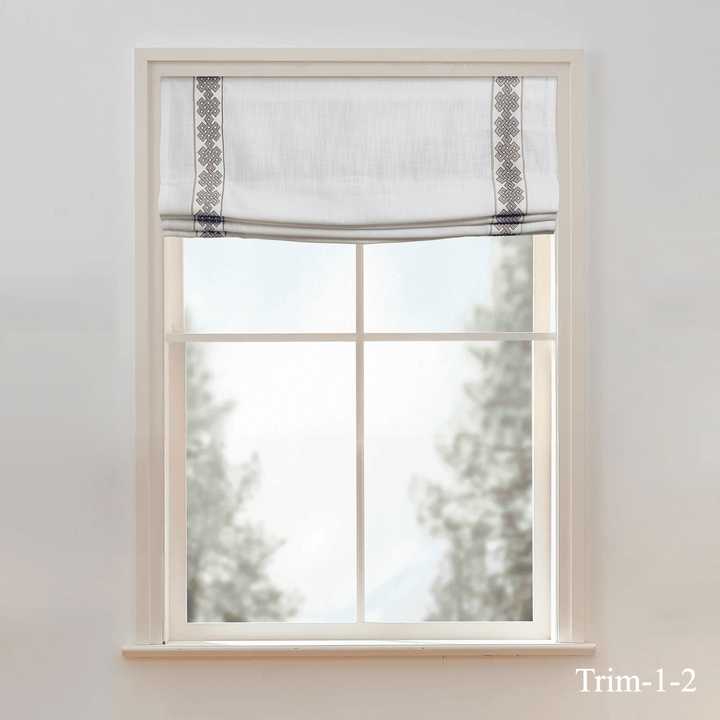 Custom Roman Shade & Blinds with Trim Border