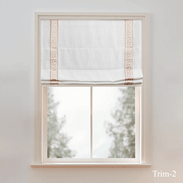 Custom Roman Shade & Blinds with Trim Border