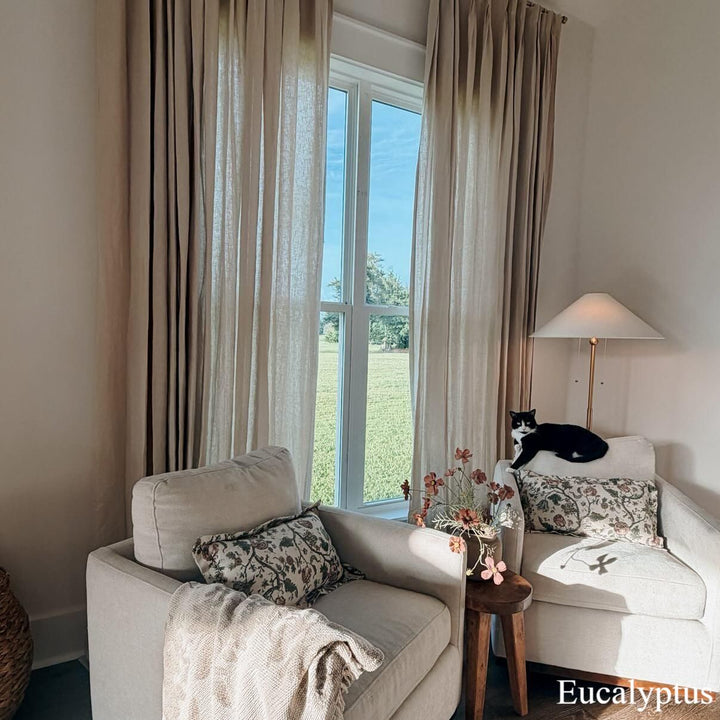 100% Belgian Flax Linen Curtains & Drapes Pleated