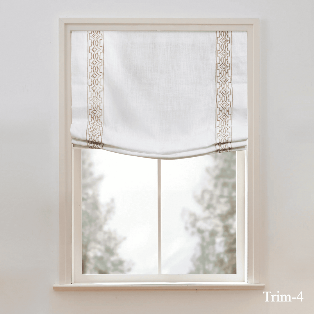 Custom Roman Shade & Blinds with Trim Border