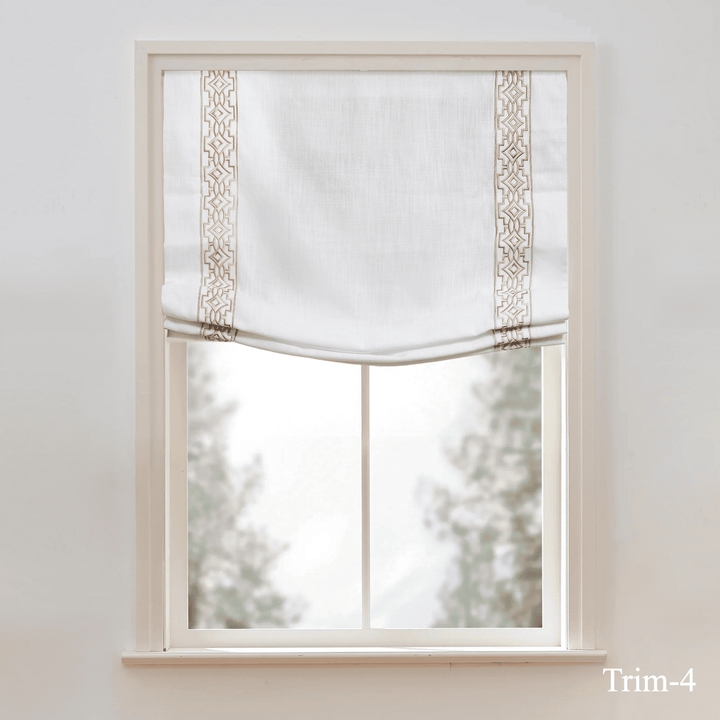 Custom Roman Shade & Blinds with Trim Border