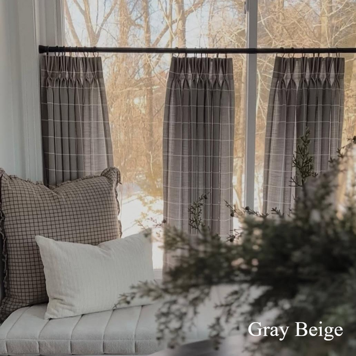 Vivienne Plaid Stripes Linen Curtains & Drapes Pleated