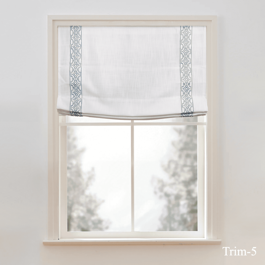 Custom Roman Shade & Blinds with Trim Border
