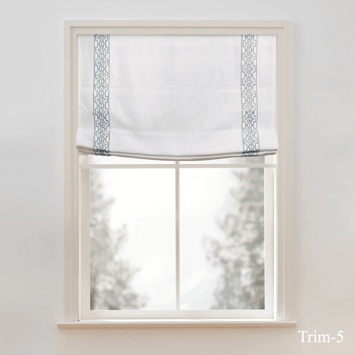 Custom Roman Shade & Blinds with Trim Border