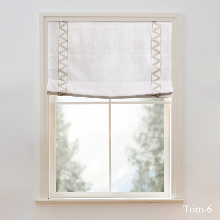 Custom Roman Shade & Blinds with Trim Border