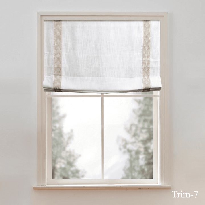 Custom Roman Shade & Blinds with Trim Border