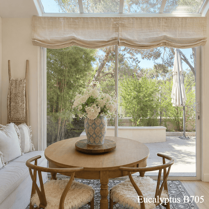 100% Belgian Flax Linen Roman Shades & Blinds | 2 Shades on 1 Headrail
