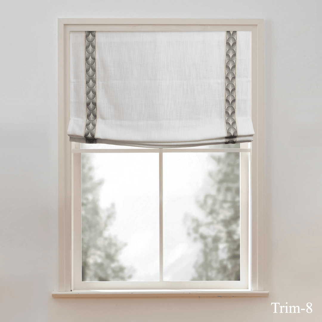 Custom Roman Shade & Blinds with Trim Border