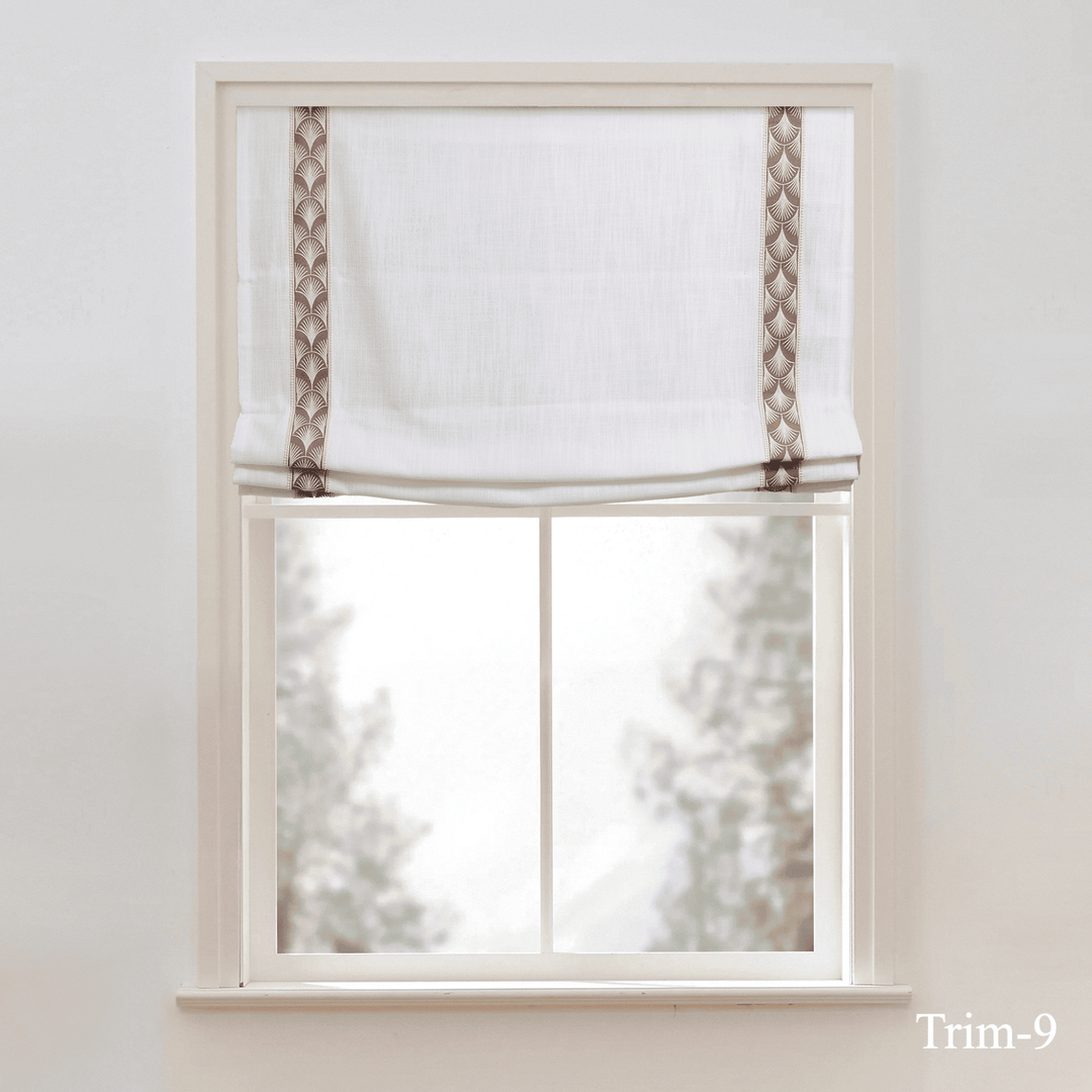 Custom Roman Shade & Blinds with Trim Border