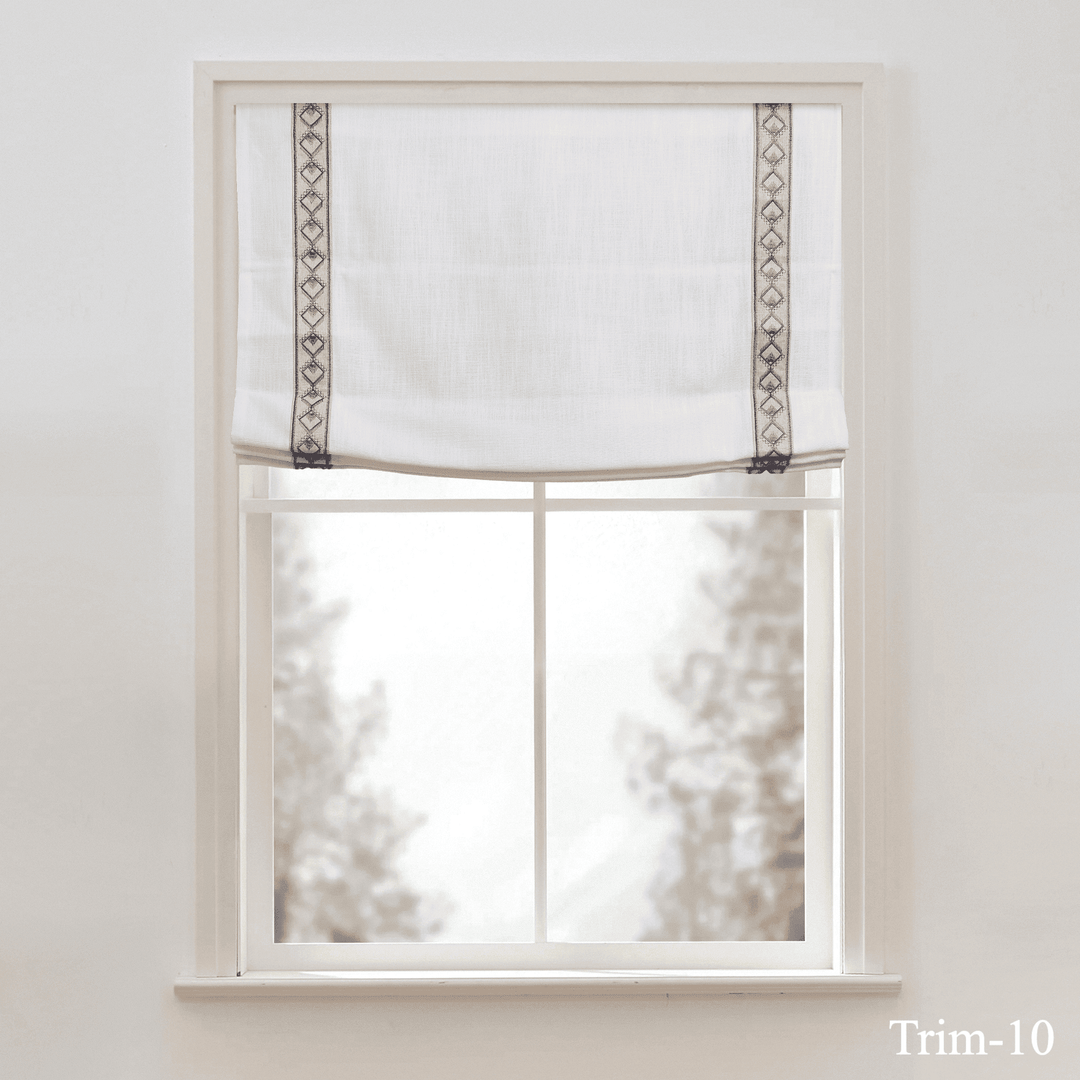 Custom Roman Shade & Blinds with Trim Border