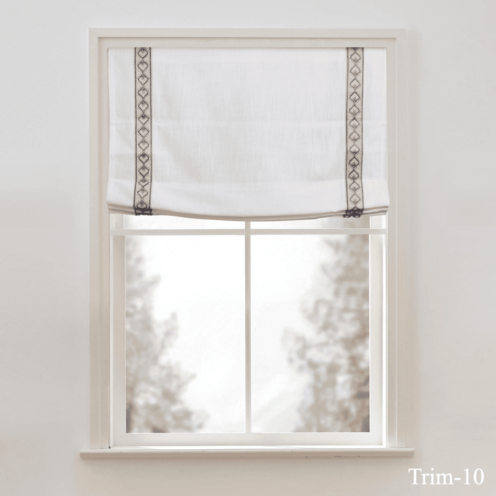 Custom Roman Shade & Blinds with Trim Border