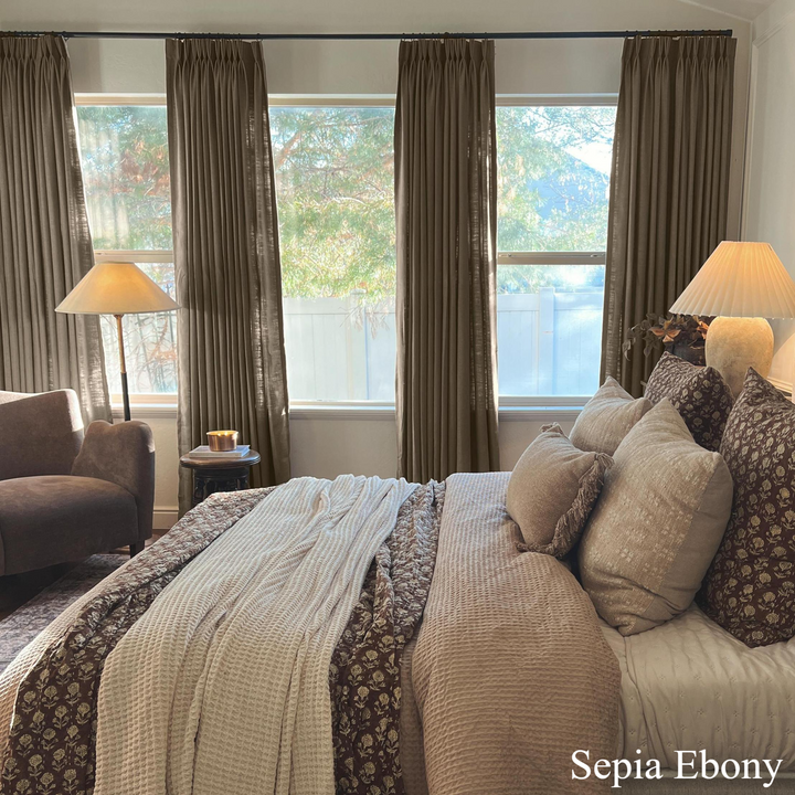 Liz Linen Herringbone Curtains & Drapes Pleated