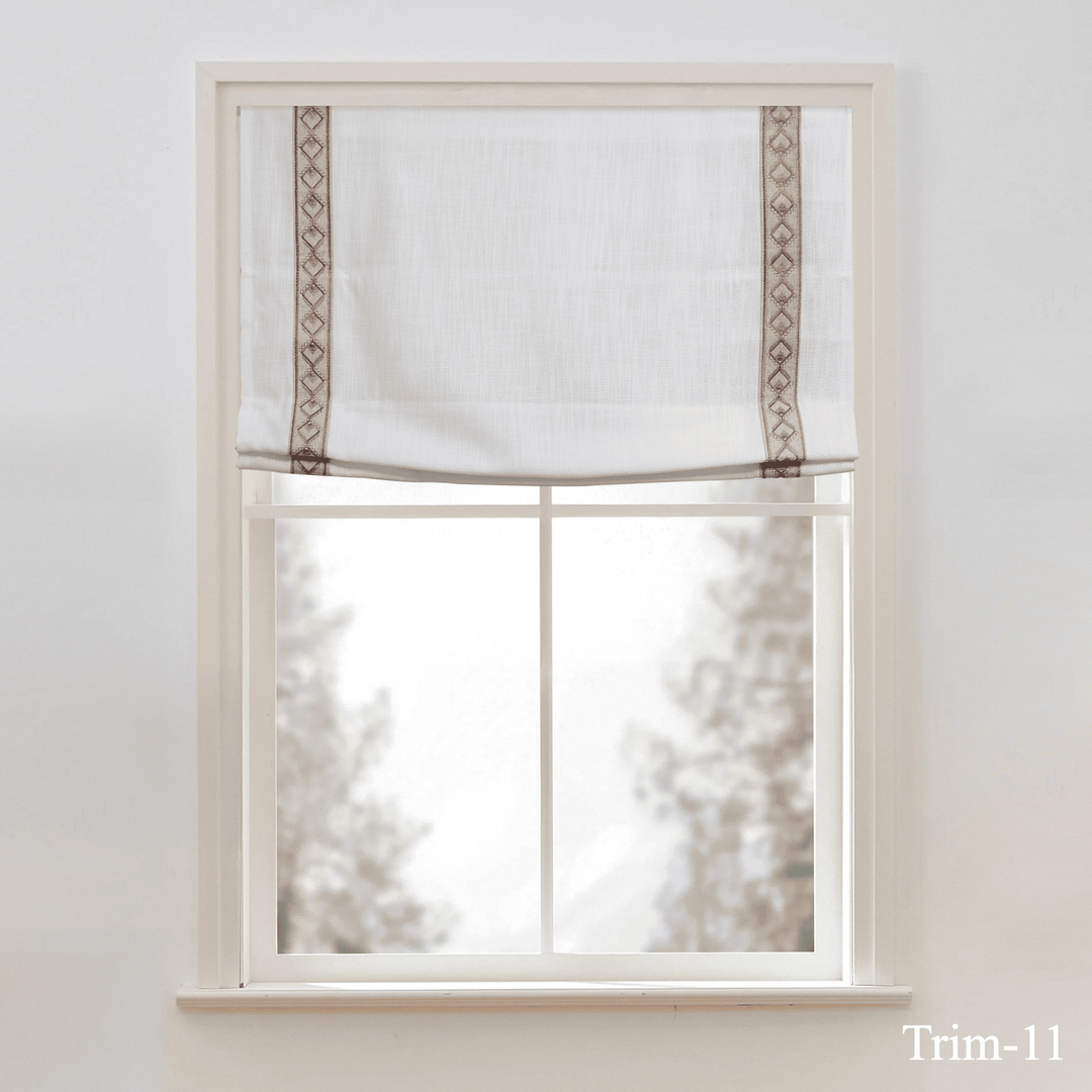 Custom Roman Shade & Blinds with Trim Border