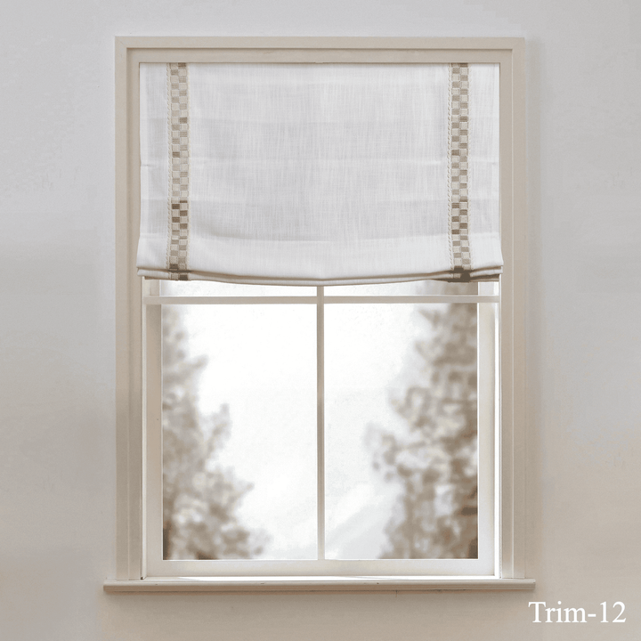 Custom Roman Shade & Blinds with Trim Border