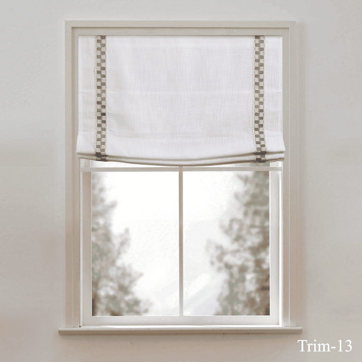 Custom Roman Shade & Blinds with Trim Border