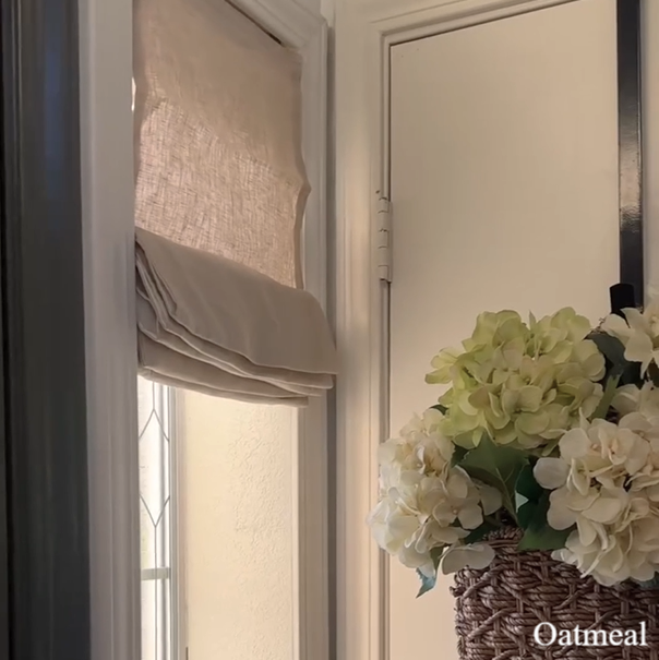 Belgian Flax Linen Roman Shades & Blinds for French Door