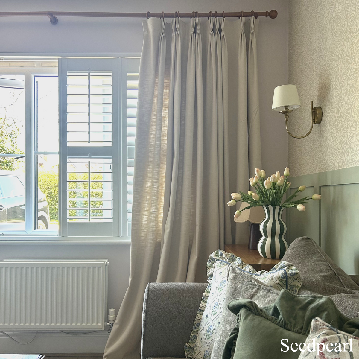 Neutral Bella Cotton Ready-made Curtains & Drapes Pinch Pleat without Liner