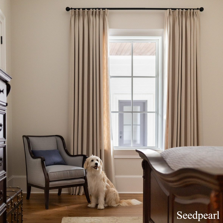 Bella Cotton Ready-made Curtains & Drapes Pinch Pleat with Room Darkening Liner