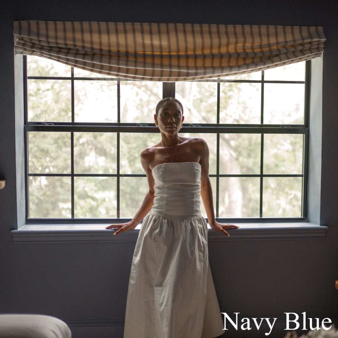 Loxley Yarn-Dyed Roman Shades & Blinds | Relaxed