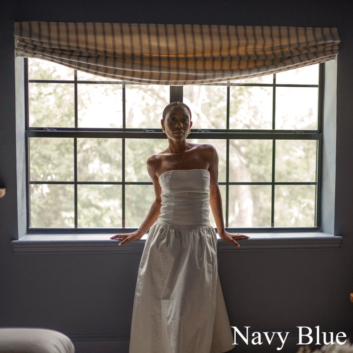 Loxley Yarn-Dyed Roman Shades & Blinds | Relaxed