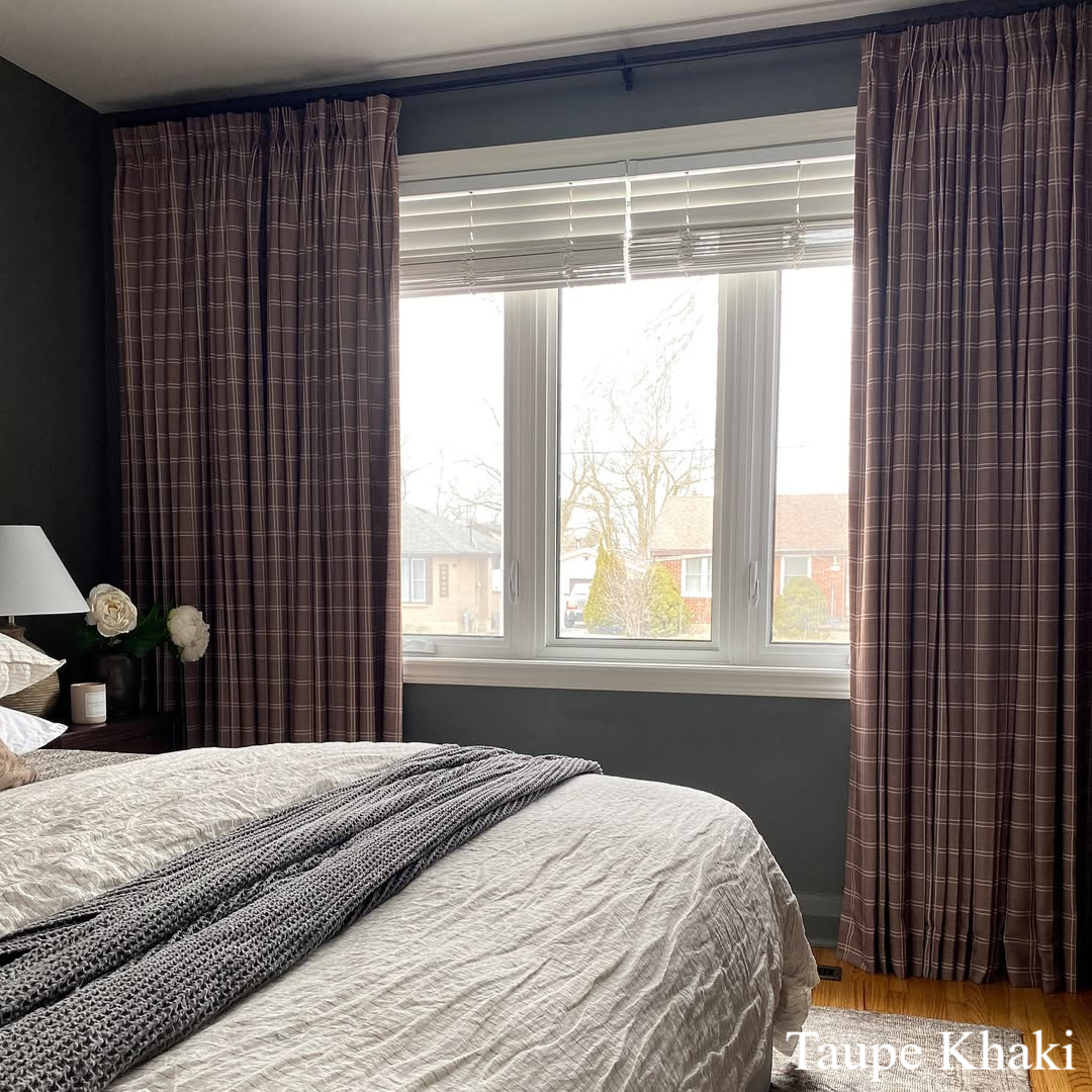 Vivienne Plaid Stripes Linen Curtains & Drapes with Blackout Liner