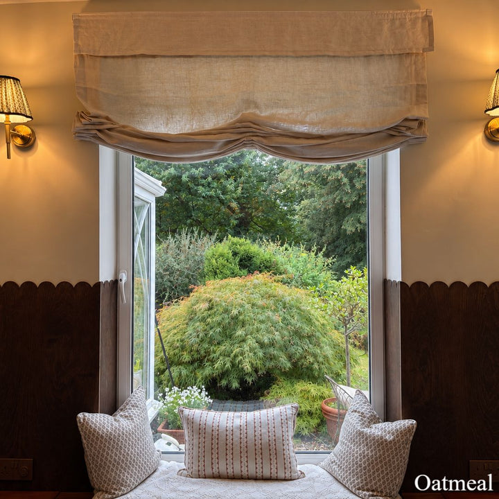 100% Belgian Flax Linen Roman Shades & Blinds | Relaxed