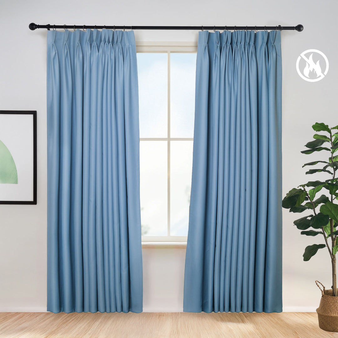 Vista Cotton Blend Physical Blackout Curtains Pleated