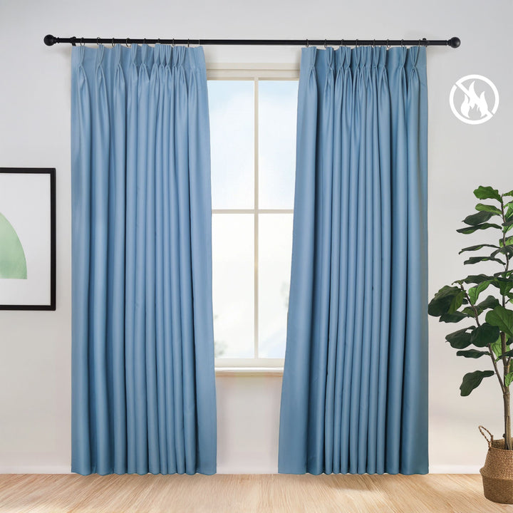 Vista Cotton Blend Physical Blackout Curtains Pleated