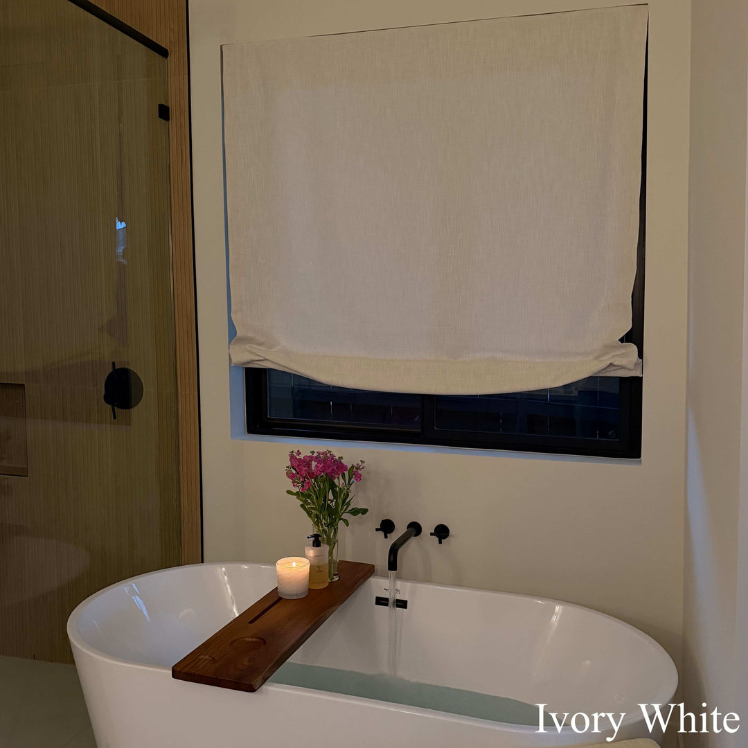 Lily Linen Roman Shades & Blinds | Relaxed
