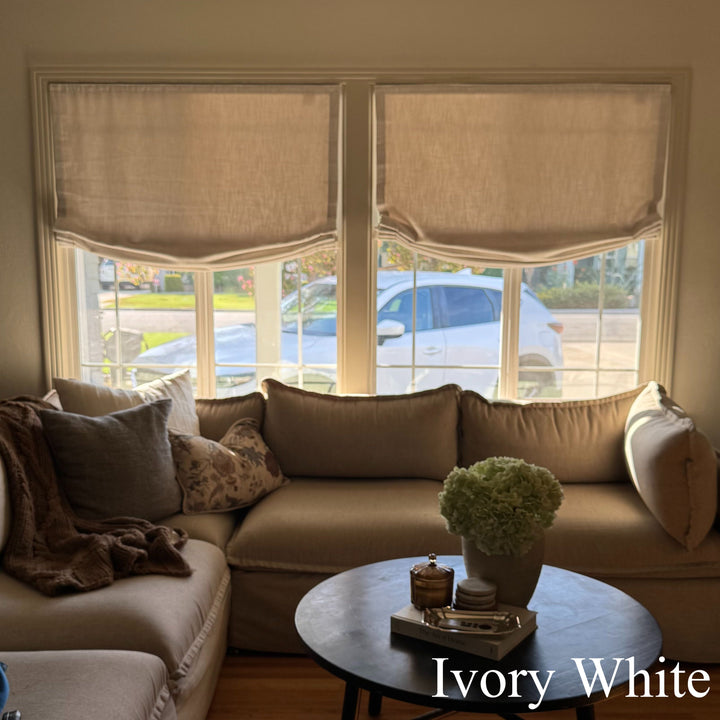Lily Linen Roman Shades & Blinds | Relaxed