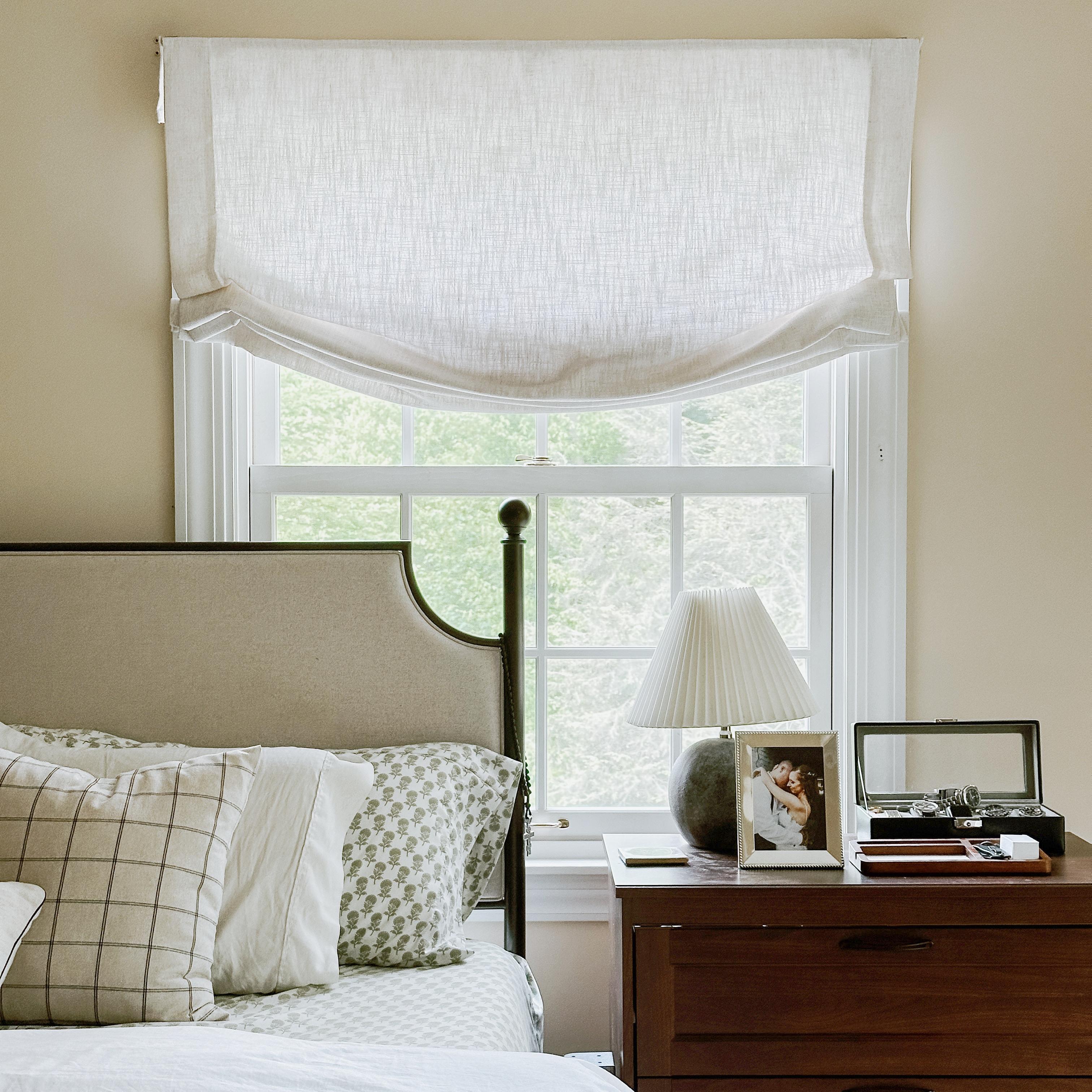 Lily Linen Roman Shades & Blinds Relaxed