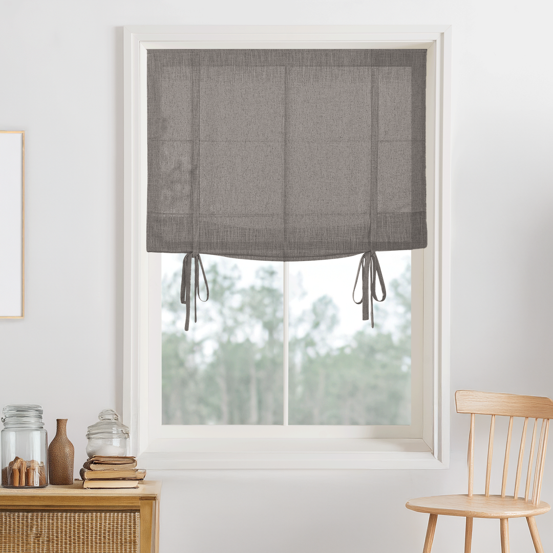 Kelly Linen No-Drill Roman Shades & Blinds | Tie