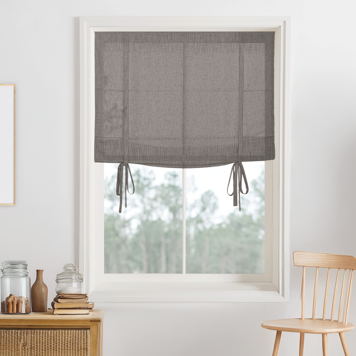 Kelly Linen No-Drill Roman Shades & Blinds | Tie