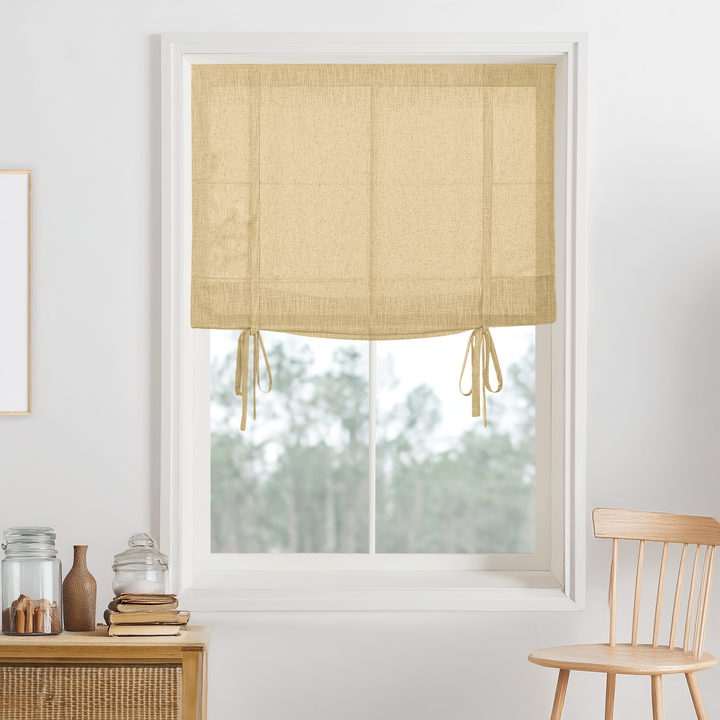 Kelly Linen No-Drill Roman Shades & Blinds | Tie