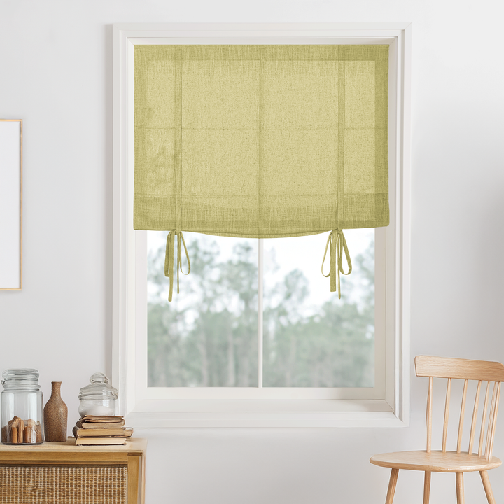 Kelly Linen No-Drill Roman Shades & Blinds | Tie