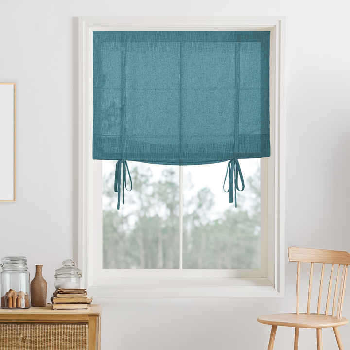 Kelly Linen No-Drill Roman Shades & Blinds | Tie