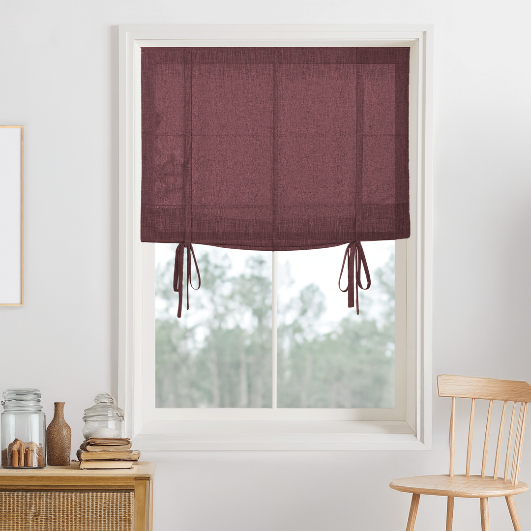 Kelly Linen No-Drill Roman Shades & Blinds | Tie