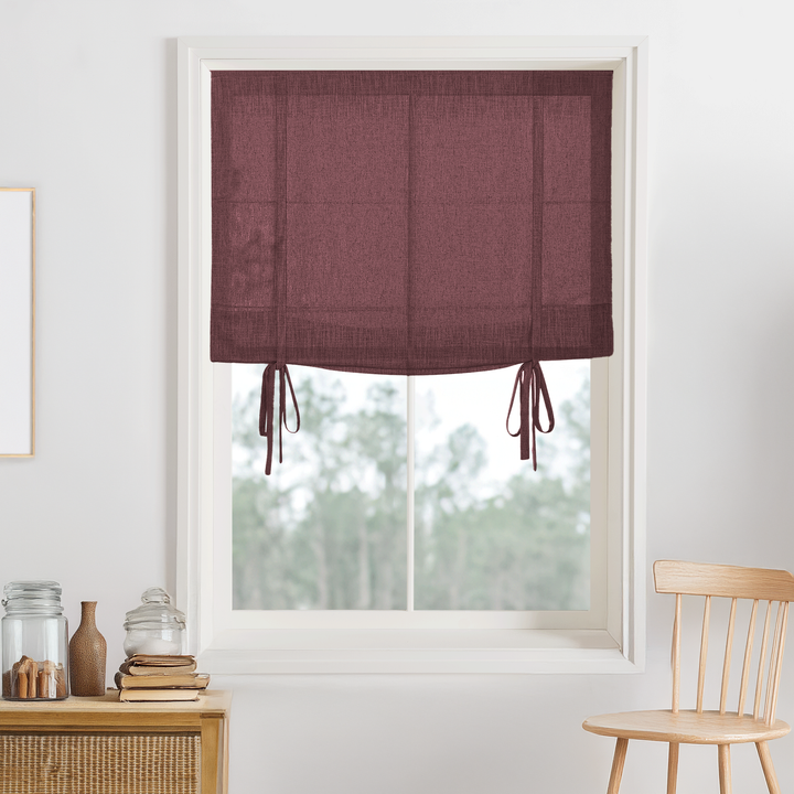 Kelly Linen No-Drill Roman Shades & Blinds | Tie