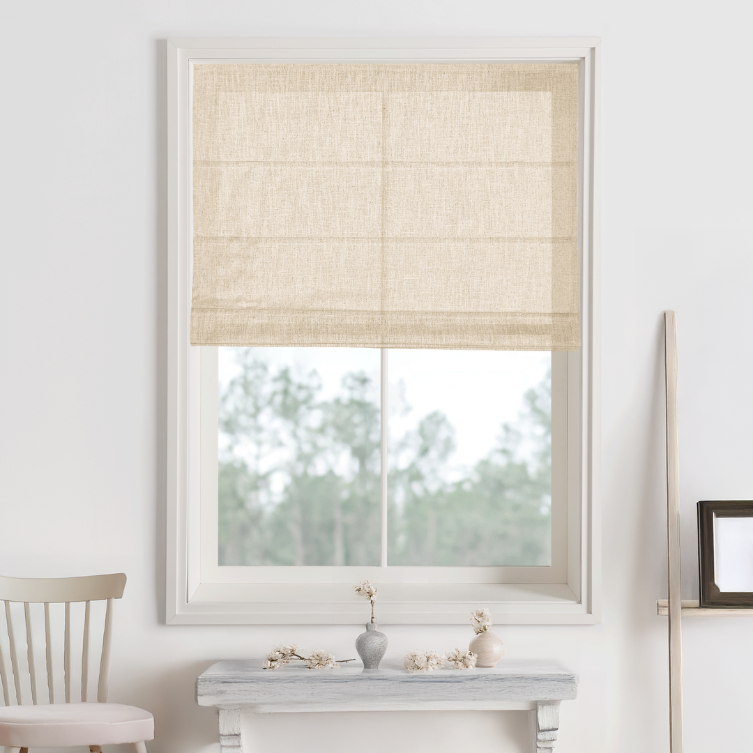 Kelly Linen Blackout Roman Shades & Blinds | Fold