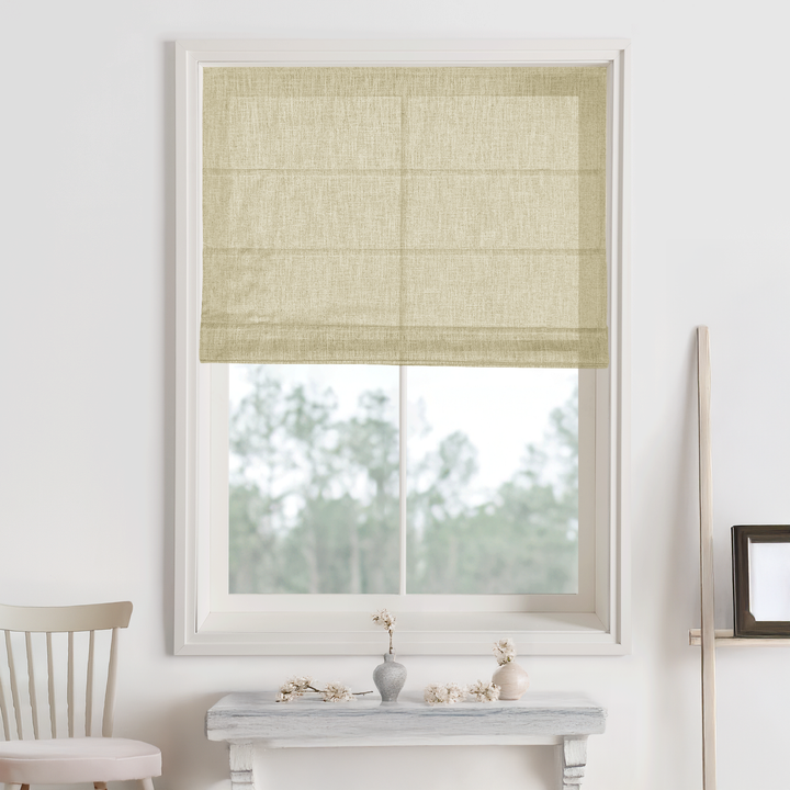 Kelly Linen Blackout Roman Shades & Blinds | Fold